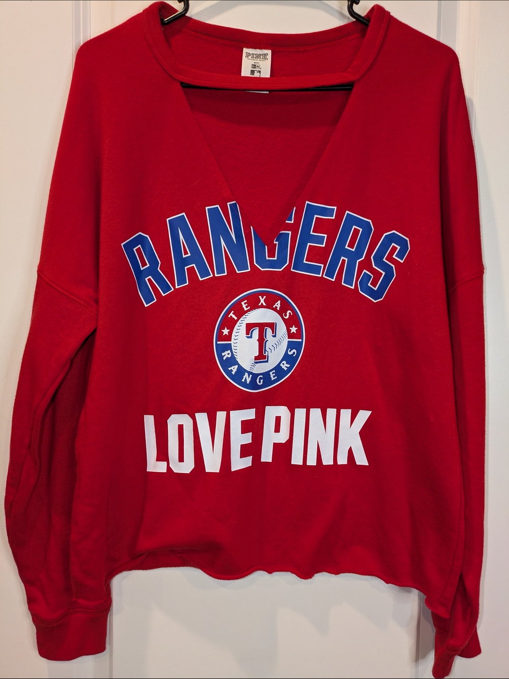 PINK Victoria’s Secret Texas Rangers MLB Graphic Sweatshirt Red Size Small